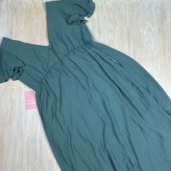 NWT Birdy Grey Chiffon Sea Glass Hannah Empire V-Neck Romantic Dress Gown XL - Picture 8 of 16